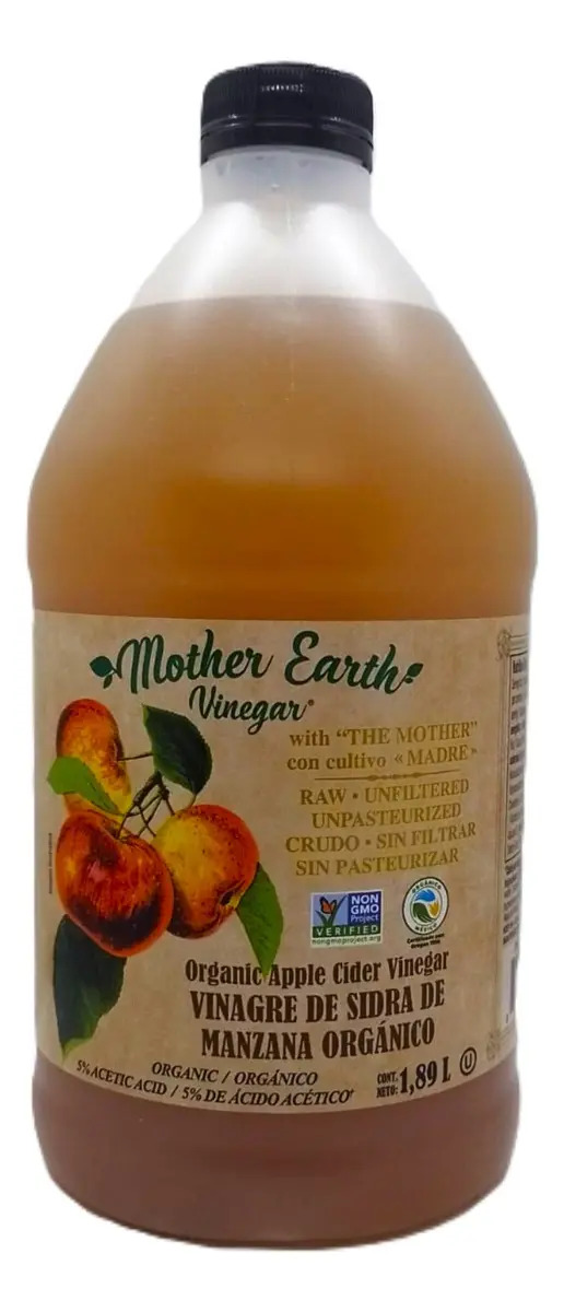 Vinagre De Sidra De Manzana Organico Con Cultivo Madre Mother Earth Vinegar 1.89 L