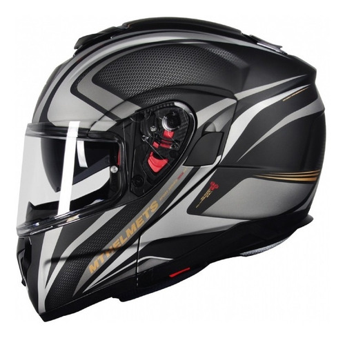 Capacete Motociclista Mt Sv Atom Sx1 Matt Black Gold Moto