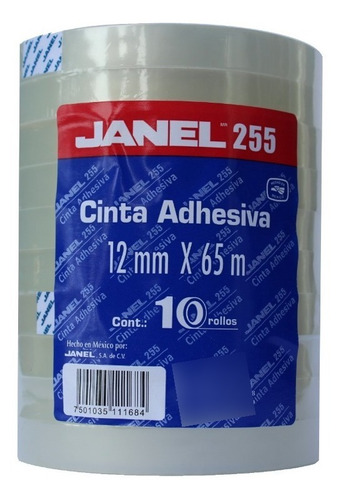 Cinta Adhesiva Janel 12 X 65 Diurex Pack Con 10 Rollos