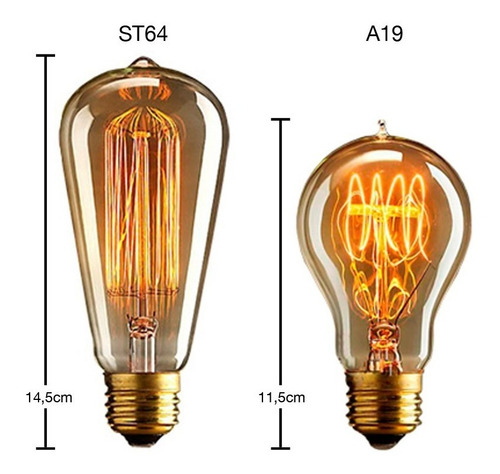 Imagem 3 de 9 de 4x Luminária Pendente Preto 1m Canopla Lâmpada Vintage Retrô