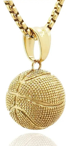 Collar Con Colgante Dorado De Baloncesto Unisex A La Moda