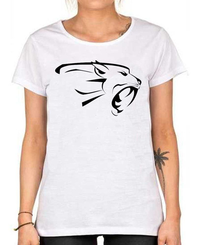 Remera De Mujer Tigre Rugiendo Vector Lineas Art