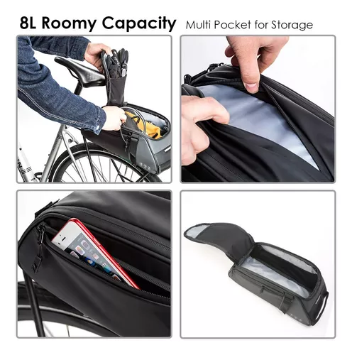WOTOW - Bolsa trasera reflectante para bicicleta, resistente al agua, bolsa  de almacenamiento para maletero de 8 l, bolsa de transporte para asiento