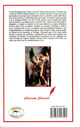 Edipo Rey, De Sófocles. Editorial Leyenda, Tapa Blanda En Español