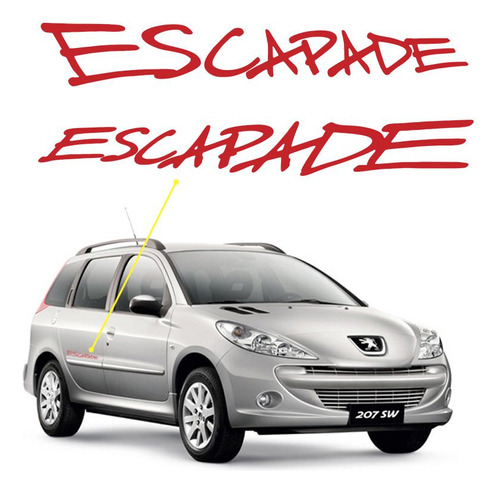Adesivo Escapade Peugeot 206 Sw Emblema Lateral Vermelho