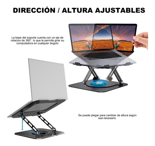 Soporte Para Laptop Base Giratorio Ajustable Plegable Practi