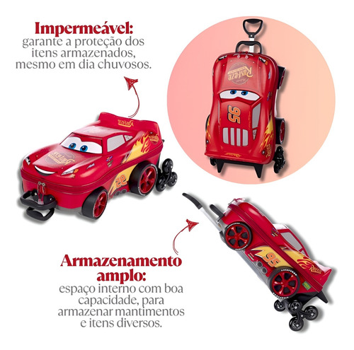 Mochila De Carrinho Cars Mcqueen 3d Infantil Impermeável
