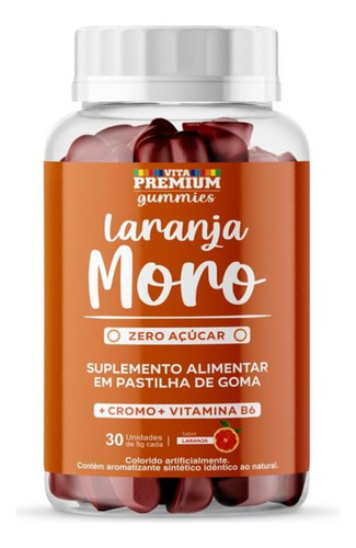 Suplemento Laranja Moro Gomas +cromo+vitb6 30un Vita Premium Sabor Laranja 30un