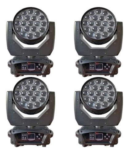 4 Unids Lote Led Lavado Zoom 19x15 W Rgbw Cabeza Movil Etapa