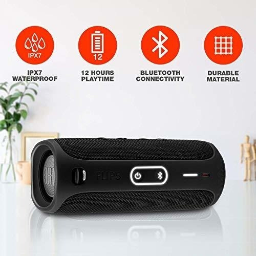 Imagen 5 de 7 de Parlante Jbl Flip 5 Inalambrico Impermeable Con Funda Negro