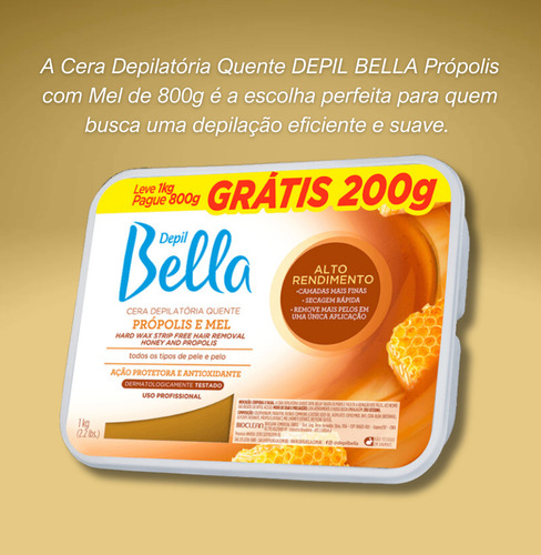 Kit 2 Cera Depilatória Quente Própolis E Mel 800g Depilbella
