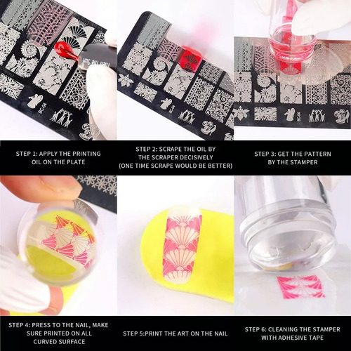 Kit De Placa De Sellos Para Uñas,estampador Y Raspador*12pcs