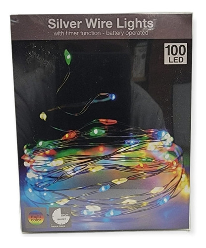 100 Luces Led Multicolor Racimo A Pila Cable Alambre