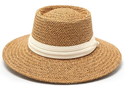Sombrero Canotier Francés Diseño Playa Verano Rafia Mujer
