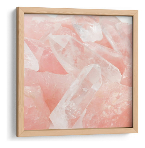 Cuadro Enmarcado Pino Detalle De Cuarzo Rosa 30x30