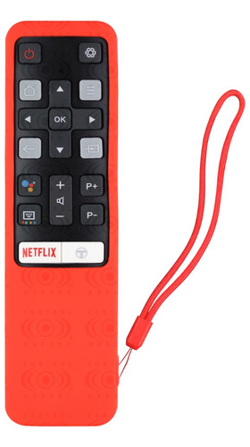 Funda Para Control Tcl Case  Silicon Smart Tv Protector Color Rojo