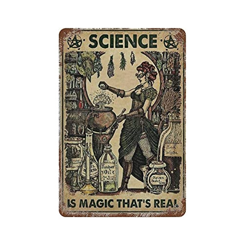 Cartel De Lata Vintage De Bruja Ciencia Es Magia Póste...