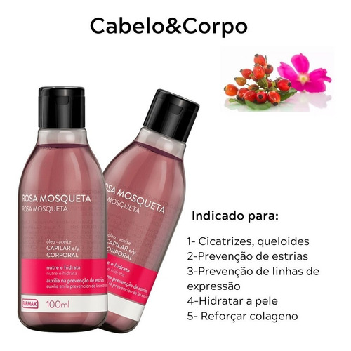 Imagem 2 de 5 de Óleo Capilar E Corporal Farmax Rosa Mosqueta 100ml Kit 2un
