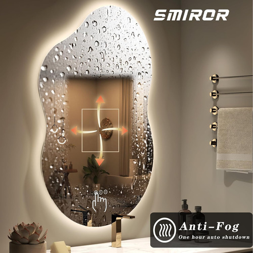 Smiror Espejo De Baño Led Irregular De 24 X 36