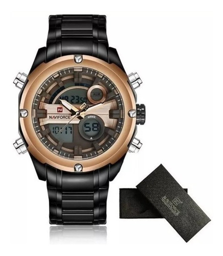 Relógio Masculino Naviforce 9088 Dourado Aço Inoxidável Top