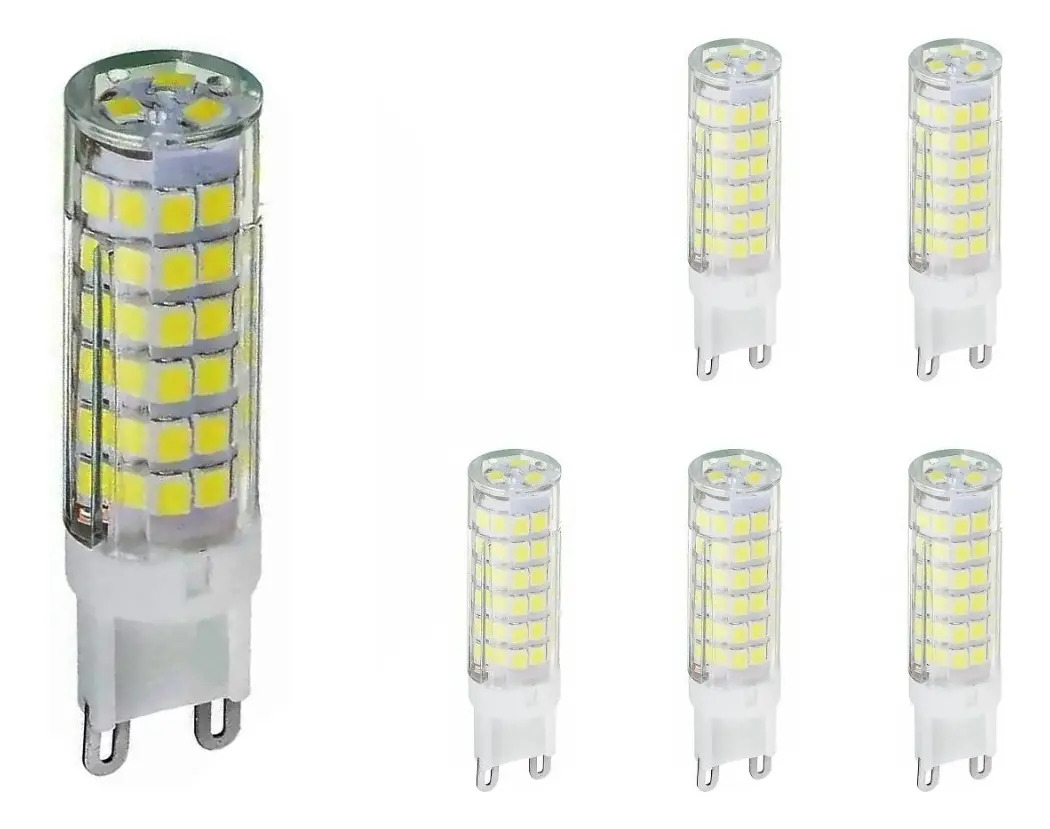 6x Lampada Led Halopim G9 7w 76led Lustre Arandela Luz Branco-frio