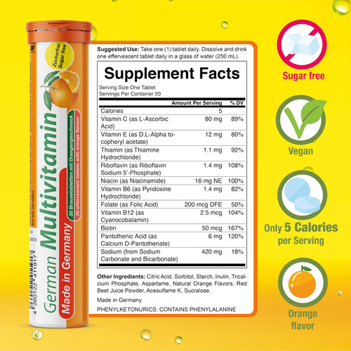 T&d Multivitamínico Efervescente Sabor Naranja 60 Dosis