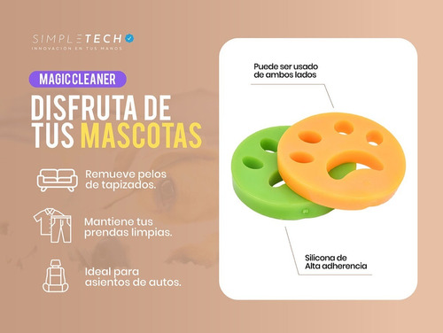 Imagen 3 de 6 de Silicona Quita Pelusa Pelo Mascota Ropa Tapizados Lavarropas