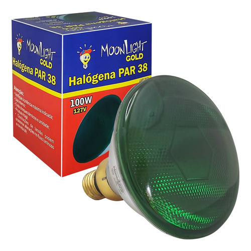 Lâmpada Halógena Par Colorida 38 100w 127v Verde 100 Peças