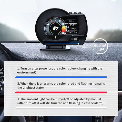 Vehículo Universal Hud Pantalla Mini Tablero Y Navegación
