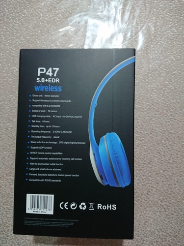 Imagen 5 de 9 de Audífonos P47 Bluetooth,micro Sd, Radio Fm