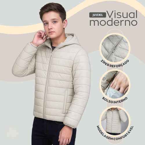 Jaqueta Masculina Juvenil Bobojaco Com Capuz Impermeável