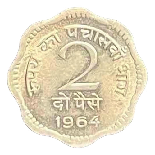 India - 2 Paise - Año 1964 - Km #12 - Alveolar :