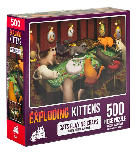 Rompecabeza Exploding Kittens, Gatos Jugando Cartas 500 Pzs