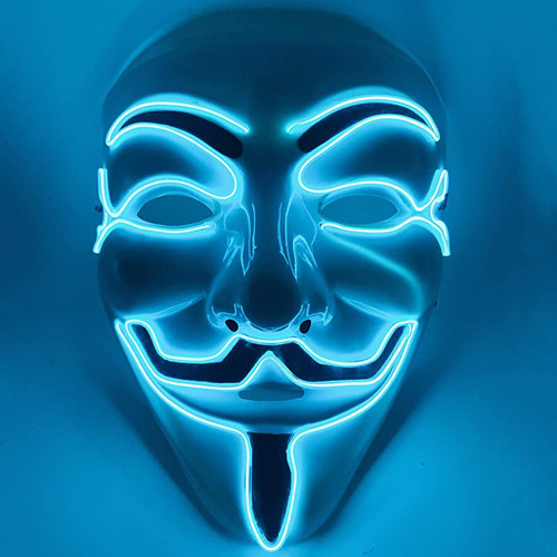 Máscara Led Hacker Mask V Vendetta Para Adultos, Iluminada