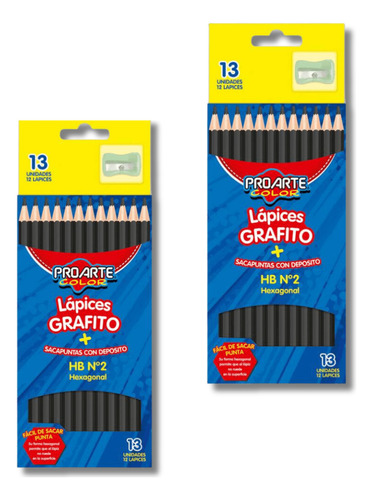 Lapiz Grafito Hb N°2 Caja 12un+sacapunta Proarte - Pack X2