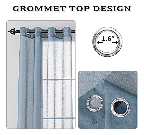 Cortinas Traslúcidas Azul Polvoriento 45 Para Cocina, 2 Pane