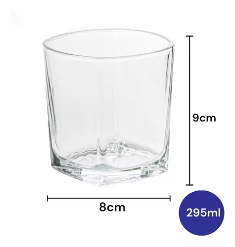 Set de 6 vasos de cristal 295 ml, modelo París, juego de vasos clásicos  para agua, bebidas, 8 x 9 cm, resistentes, ligeros, apto