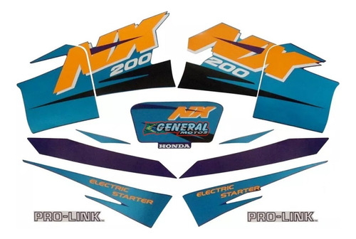 Kit Adesivo Jogo Faixas Moto Honda Nx 200 1997 Azul