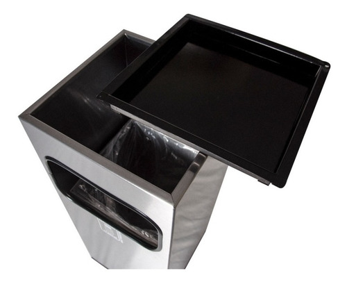 Bote Cuadrado Para Basura En Acero Inoxidable 24x24x60 Cms. Color Gris