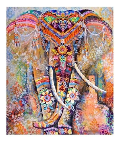 Bordado Pintura Diamante - Elefante Hindú 30x40