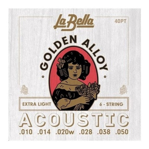 Encordado Guitarra Acustica Golden Alloy 010 La Bella 40pt