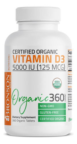 Bronson Vitamina D3 Orgánica 5000 Ui 360 Tabletas