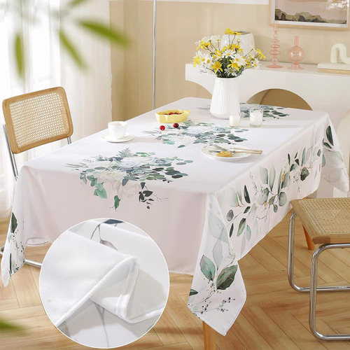 Mantel Rectangular Con Flores De Agua Para Cocina