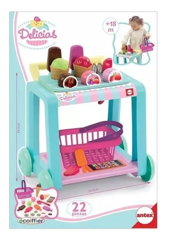 Carrito De Helados Delicias 22 Piezas. Antex 1150 Color Celeste