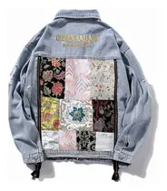 Comprar Chaqueta Japonesa Bordado Denim Moda Floral Empalme Moda Out