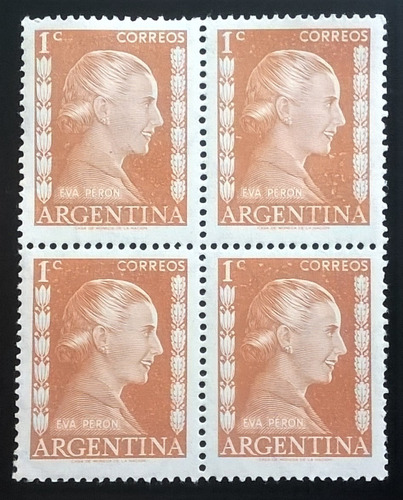 Argentina, Bloque X 4 Gj 1003 Eva Perón 1c 1952 Mint L13787