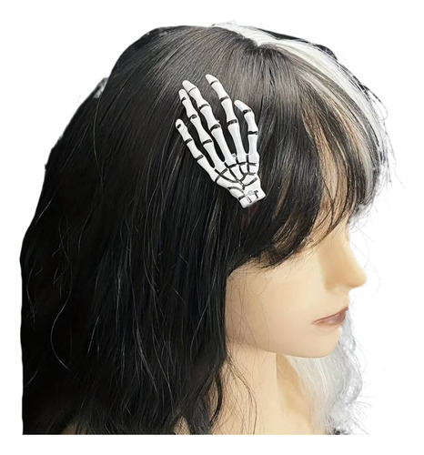 Pinza Clip De Cabello Calavera Hueso Halloween Gótico