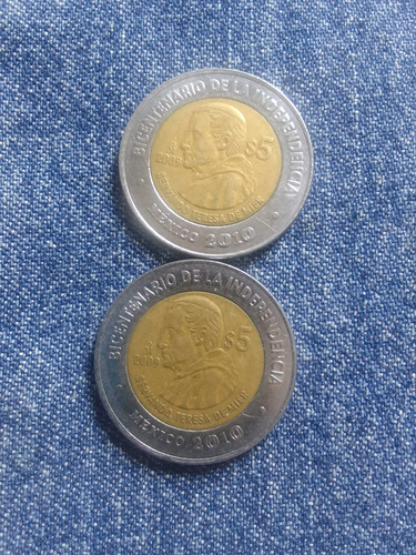 Monedas 5 Pesos Variantes,servando Teresa De Mier,año 2009. (Usado)