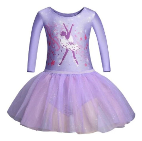 Malla Traje Vestidito Ballet Niñas Manga Larga