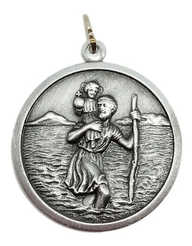 Medalla San Cristóbal  - Grabado + Cadena - 33mm / Al